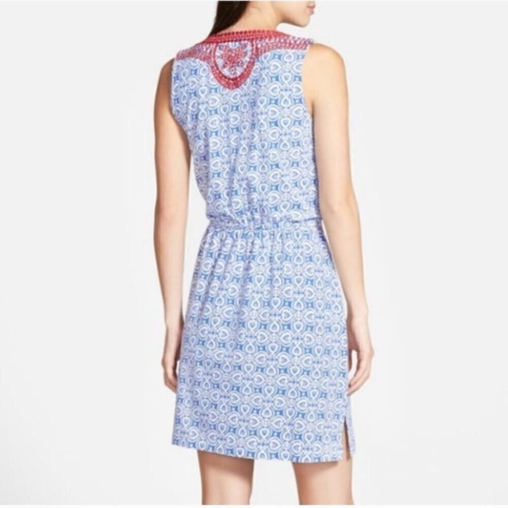 Vineyard Vines Tile Print Embroidered Jersey Knit Dress Size S - Picture 4 of 7
